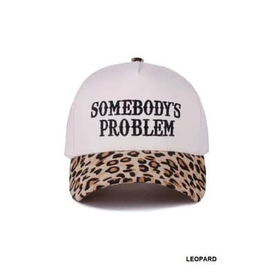 Somebody's Problem Two Tone Canvas Cotton Hat - Leopard - Image 1