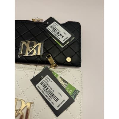 NEW Pair of Badgley Mischa Quilted Card Wallets - White and Black - Thumbnail 6