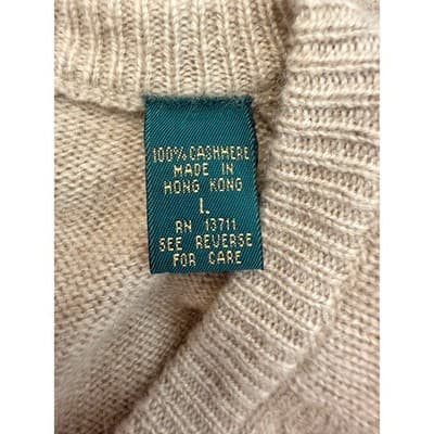 Embassy Row 100% Cashmere Sweater Womens Large Beige V-Neck Luxury Knit - Thumbnail 6