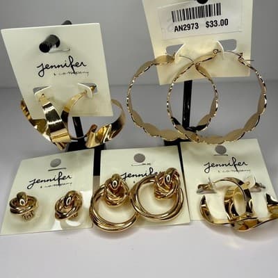 5 sets Jennifer & Company Gold Hoop Earring Bundle - NEW - Image 1