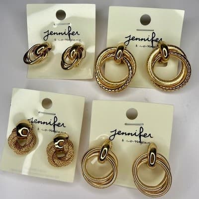 4 sets Jennifer & Company Gold Small Hoop Earring Bundle - Clip On - Image 1