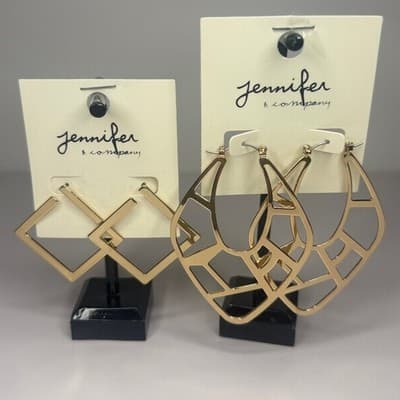 Two Pairs Gold Hoop Style Earrings from Jennifer & Company - NEW - Image 1