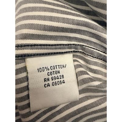 Bugatchi Uomo Men’s Large Black White Striped Button Down Cotton Shaped Fit - Thumbnail 7