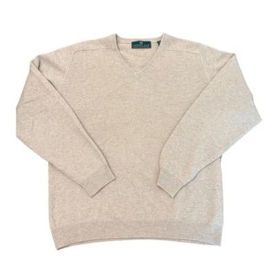 Embassy Row 100% Cashmere Sweater Womens Large Beige V-Neck Luxury Knit - Thumbnail 4