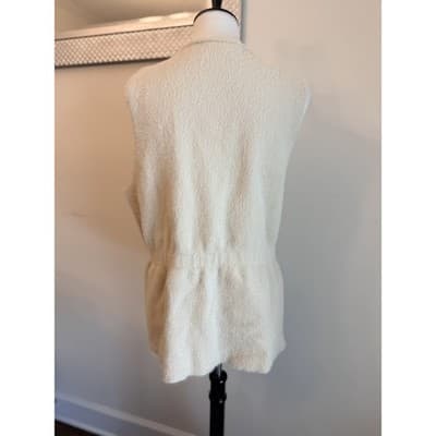 THML Cream Fuzzy Open Front Vest w/ Tassel Tie Women’s Size Small Super Soft - Thumbnail 3