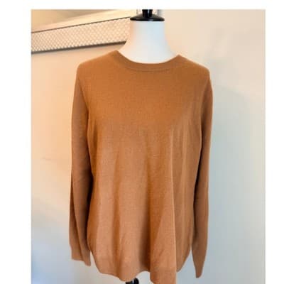 Soft by Naadam 100% Cashmere Sweater Womens Large Camel Crewneck Luxury Knit - Thumbnail 2