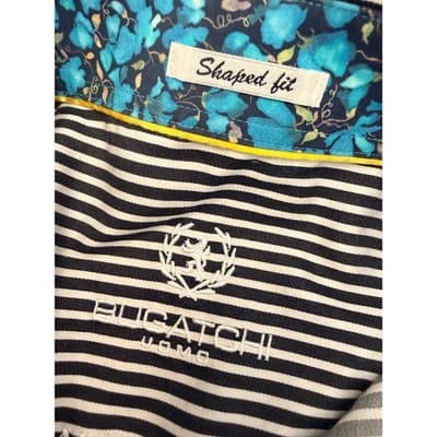 Bugatchi Uomo Men’s Large Black White Striped Button Down Cotton Shaped Fit - Thumbnail 5