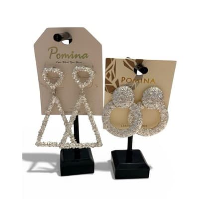 (6 Pc) Pomina Necklace Bracelet Gold Silver Earrings Gold Chain Jewelry Bundle - Thumbnail 5