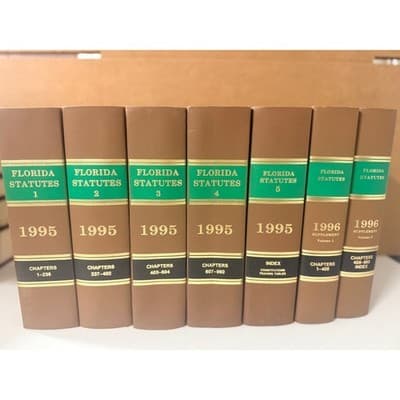 Florida Statutes 1995 Complete Set w/ 1996 Supplements – Hardcover Law Books - Image 1