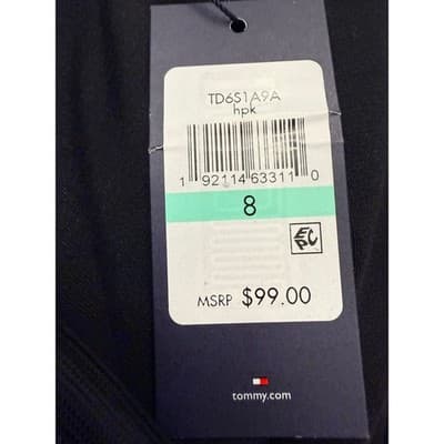 Tommy Hilfiger Black Shift Dress Faux Fur Sleeve Trim Chic Mini Dress Size 8 - Thumbnail 6