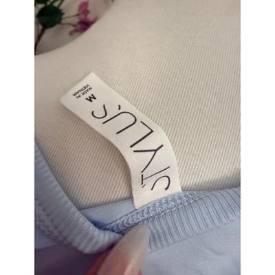 Stylus Baby Blue Short Sleeve Top Lightweight Stretch Casual Blouse Size - Thumbnail 5