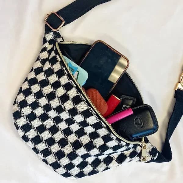 Checkered Waist Crossbody Sling Bag - Multiple Colors - Thumbnail 3