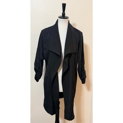 Max Studio Black Drape Front Collard Jacket Women’s Medium - Thumbnail 2