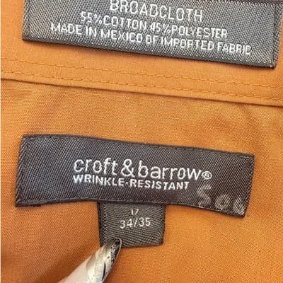 Croft & Barrow Broadcloth Dress Shirt Rust Color Wrinkle Resistant 17-34/35 - Thumbnail 3