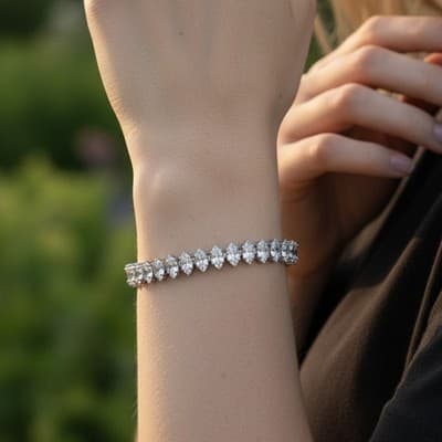 Stunning 8" Moissanite Tennis Bracelet 925 Sterling Silver with GRA - New - Image 1
