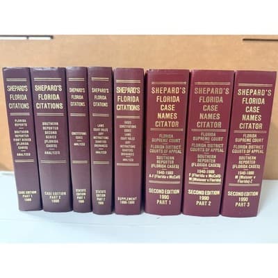 Shepard’s Florida Citations & Case Names Set 1986–1990 Law Books - Image 1