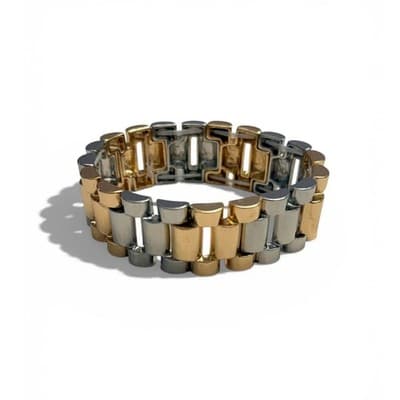 (6 Pc) Pomina Necklace Bracelet Gold Silver Earrings Gold Chain Jewelry Bundle - Thumbnail 3