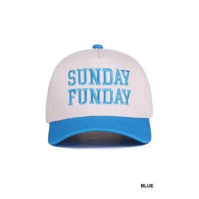 Sunday Funday Two Tone Canvas Cotton Hat - Purple, Blue, Red - Thumbnail 3