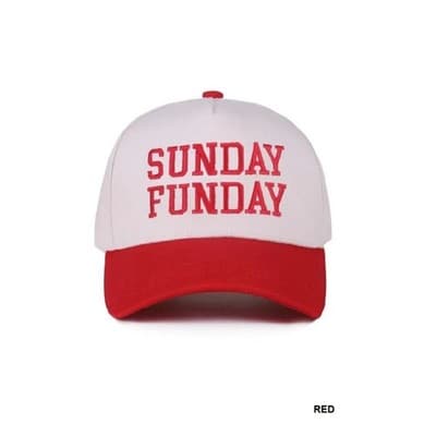 Sunday Funday Two Tone Canvas Cotton Hat - Purple, Blue, Red - Thumbnail 4