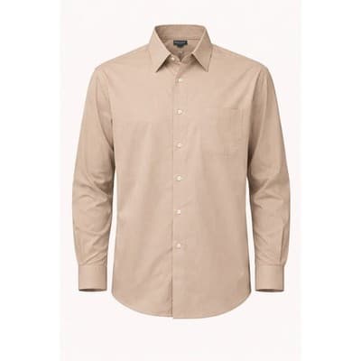 Croft & Barrow Men’s Button Down XL 17.5-18 Tan Beige Dress Shirt Long Sleeve - Image 1
