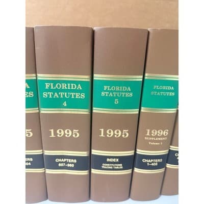Florida Statutes 1995 Complete Set w/ 1996 Supplements – Hardcover Law Books - Thumbnail 3