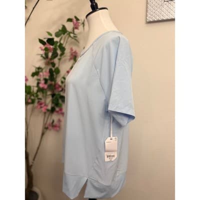 Stylus Baby Blue Short Sleeve Top Lightweight Stretch Casual Blouse Size - Thumbnail 3