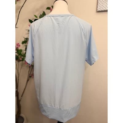 Stylus Baby Blue Short Sleeve Top Lightweight Stretch Casual Blouse Size - Thumbnail 4