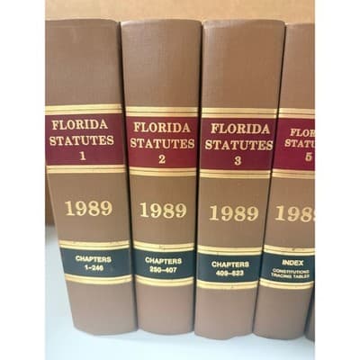Florida Statutes 1989 Set w/ 1990 Supplements Vol 1 & 2 – Volume 1-3, 5 - Thumbnail 2
