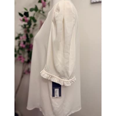 Worthington Ivory Blouse L V-Neck Ruffle Sleeve Flowy Work Top Size Large - Thumbnail 3