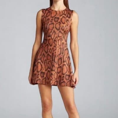 WeWoreWhat Snake Animal Print Muscle Tank Mini Dress Orange Brown Size Med NWT - Image 1