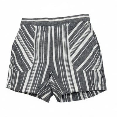 Ellen Tracy Linen Striped Shorts Gray White Pull On Size Medium NWT - Image 1