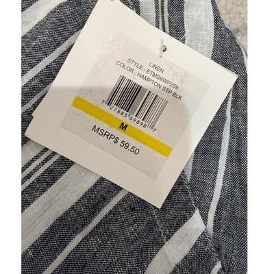 Ellen Tracy Linen Striped Shorts Gray White Pull On Size Medium NWT - Thumbnail 3