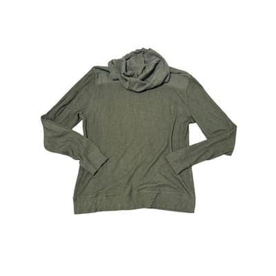 Express Waffle Knit Hooded Pullover Olive Green Long Sleeve Hoodie M - Thumbnail 4