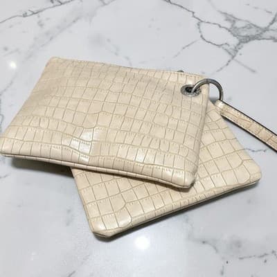 NEW French Connection Color Neutral Dale Crocodile Texture Double Wristlets - Thumbnail 2