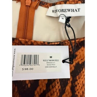 WeWoreWhat Snake Animal Print Muscle Tank Mini Dress Orange Brown Size Med NWT - Thumbnail 5