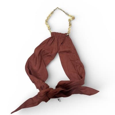 NWT WeWoreWhat Bandana Wrap Halter Top Cappuccino Size Medium - Thumbnail 3