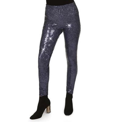 NEW Tipsy Elves Blue Sequin High Waisted Leggings Size Medium - Thumbnail 2