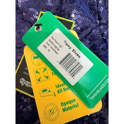 NEW Tipsy Elves Blue Sequin High Waisted Leggings Size Medium - Thumbnail 4