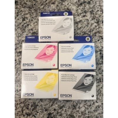 Epson T034 Ink Cartridge Set OEM Cyan Magenta Yellow Black 2200 - Image 1