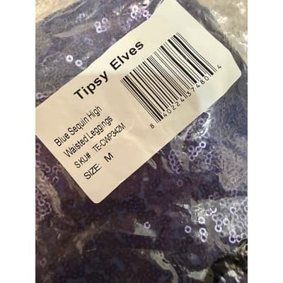 NEW Tipsy Elves Blue Sequin High Waisted Leggings Size Medium - Thumbnail 5