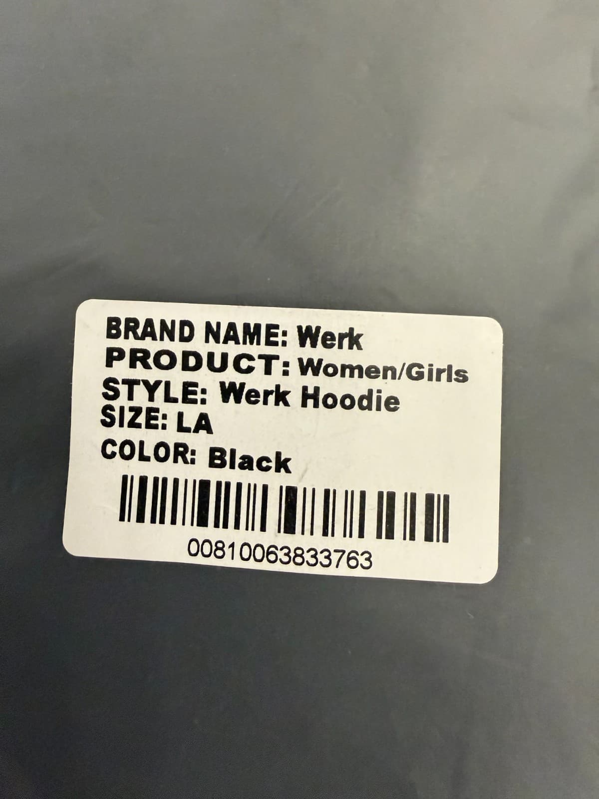 Black Hoodie by Werk Dancewear - Size Medium & Large - NEW - Thumbnail 3