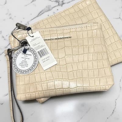 NEW French Connection Color Neutral Dale Crocodile Texture Double Wristlets - Image 1