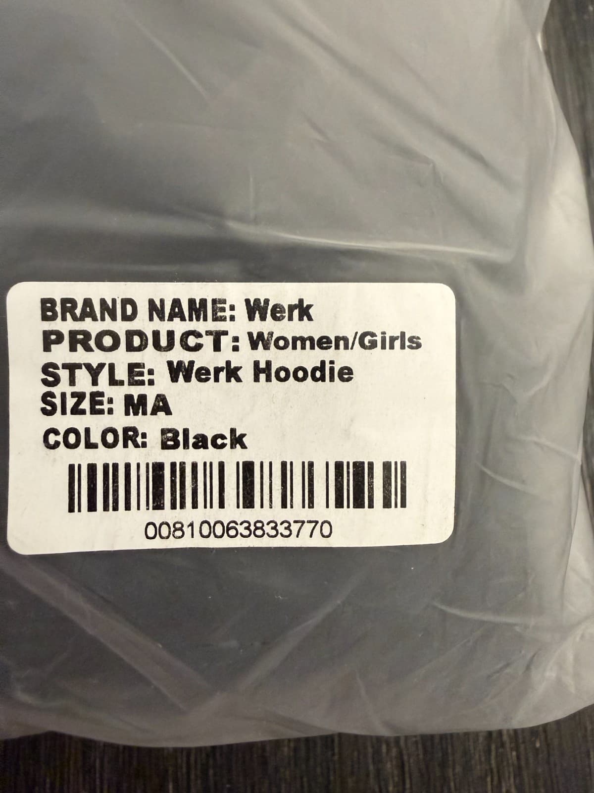 Black Hoodie by Werk Dancewear - Size Medium & Large - NEW - Thumbnail 5