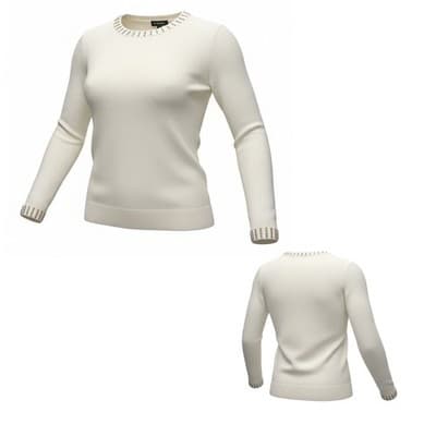 Express Rhinestone Embellished Sweater Ivory Crewneck Pullover Size M NWT - Thumbnail 2