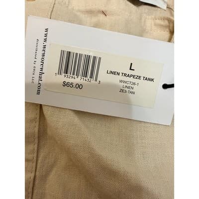 WeWoreWhat Linen Trapeze Tank Top NWT Tan Cropped Button Front Size Large - Thumbnail 4