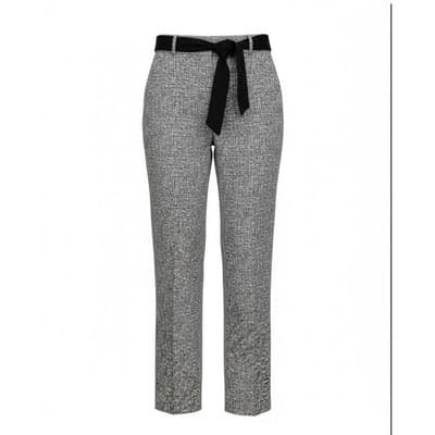 Jules & Leopold Pull On Slim Leg Ankle Pants Belted Black White Tweed Medium NWT - Thumbnail 2