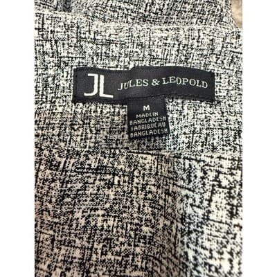 Jules & Leopold Pull On Slim Leg Ankle Pants Belted Black White Tweed Medium NWT - Thumbnail 5