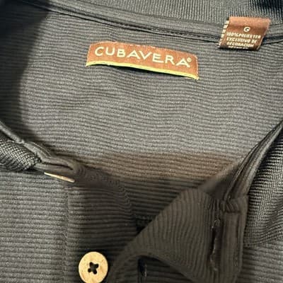 Cubavera Solid Textured Polo Black Men's Size Large - Thumbnail 4