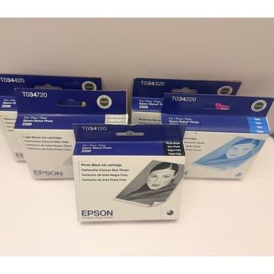 Epson T034 Ink Cartridge Set OEM Cyan Magenta Yellow Black 2200 - Thumbnail 3
