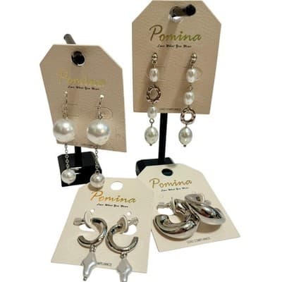 10 Pcs Pomina Silver & Pearl Jewelry Bundle – Necklaces, Earrings, Bracelets - Thumbnail 2